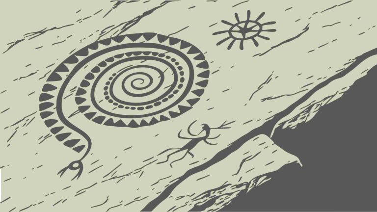 Ancient Spiral Symbol Carved in Stone Vector Graphic, vector design Generative AI