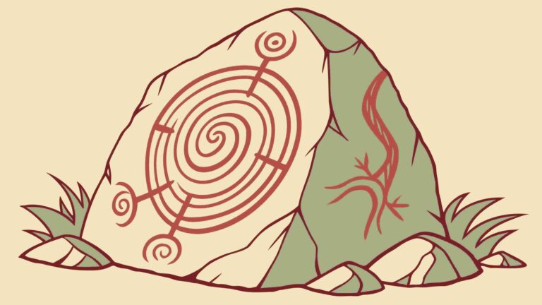 Ancient Petroglyph Spiral Carved in Stone Vector Art, vector design Generative AI