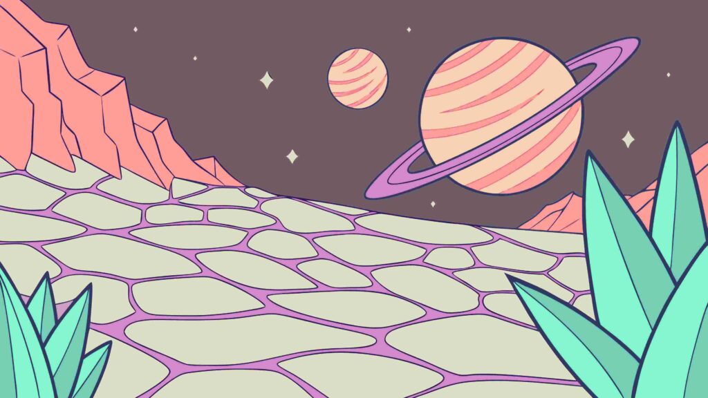 Colorful Alien Planet Landscape Vector Illustration, vector design Generative AI