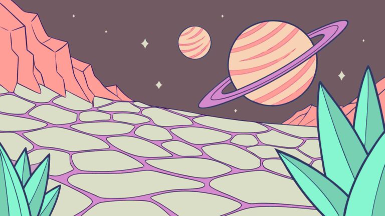 Colorful Alien Planet Landscape Vector Illustration, vector design Generative AI