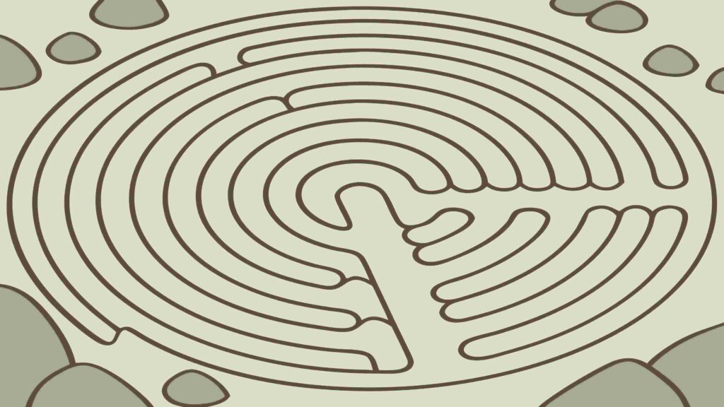 Classic Labyrinth Maze Pattern Vector Illustration, vector design Generative AI