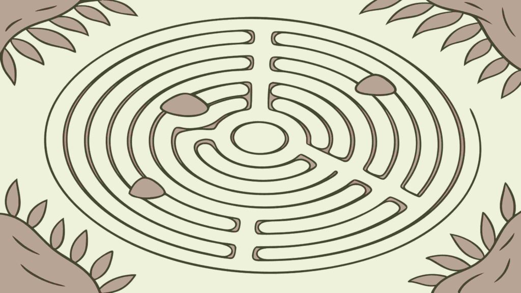 Intricate Concentric Labyrinth Maze Vector Pattern, vector design Generative AI