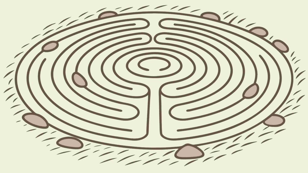 Symmetrical Labyrinth Maze Pattern Vector Illustration, vector design Generative AI