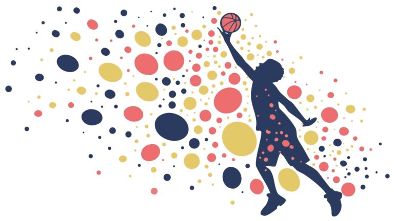 Dynamic Basketball Player with Colorful Splatters Vector, vector design Generative AI