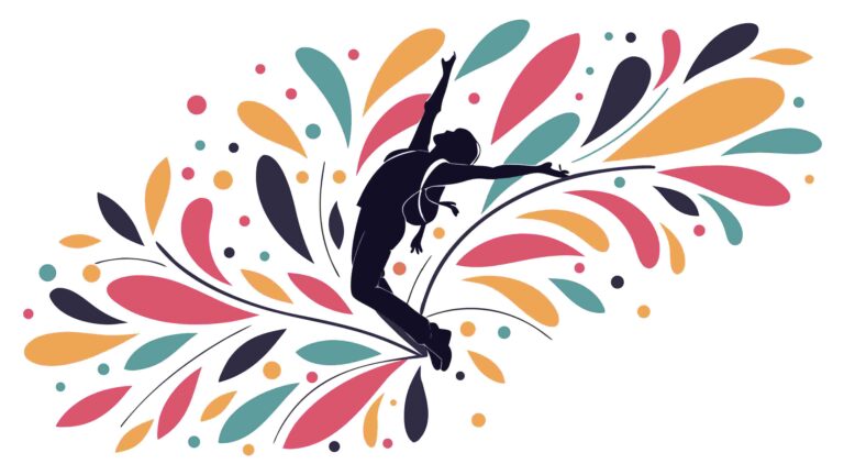 Dynamic Leaping Figure with Abstract Organic Shapes Vector, vector design Generative AI
