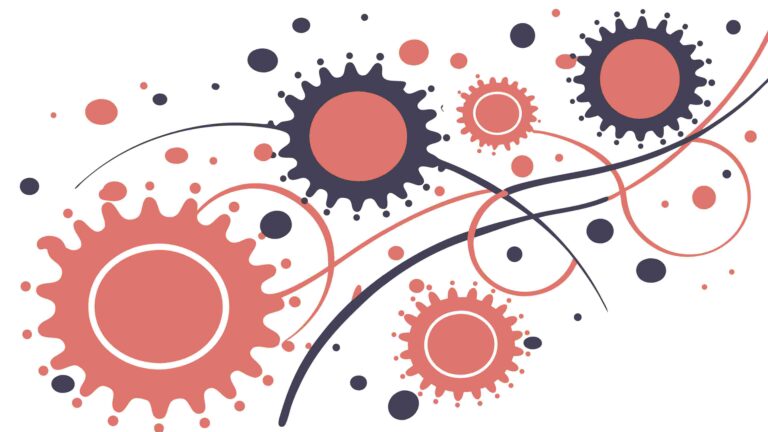Abstract Geometric Gearwheel Pattern with Colorful Accents, vector design Generative AI