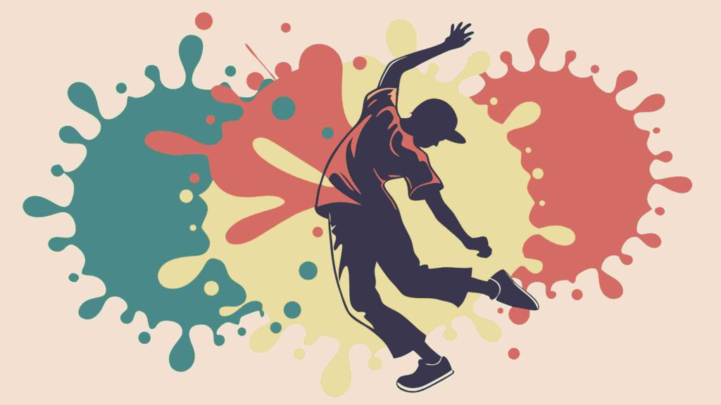 Dynamic Dancer in Abstract Paint Splatter Vector Art, vector design Generative AI