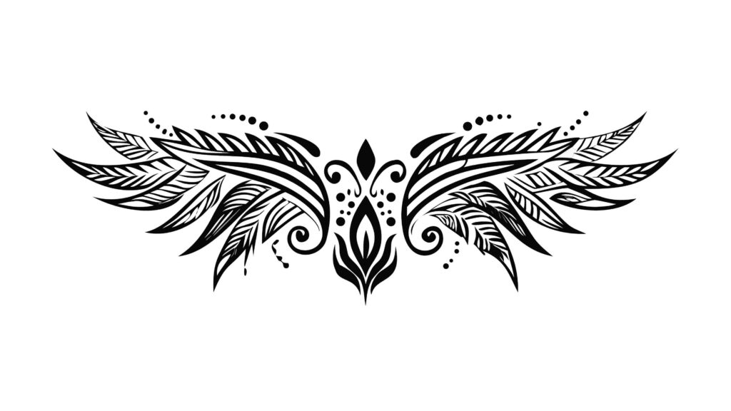 Stylized Wing Motif with Floral Patterns Vector Design, vector design Generative AI