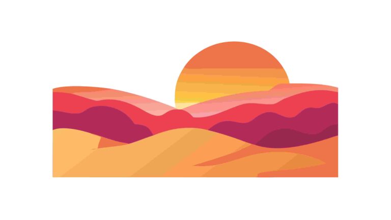 Abstract Layered Sunset Over Hills Vector Landscape, vector design Generative AI