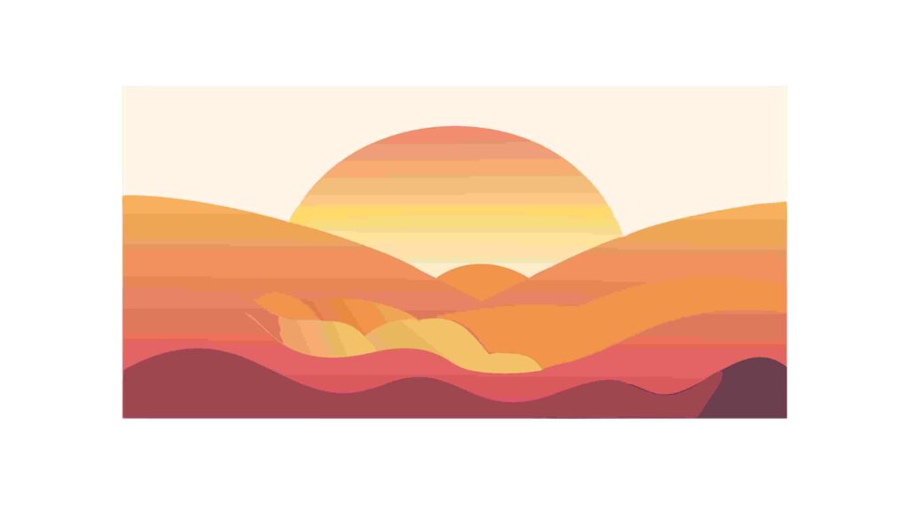 Minimalist Sunset Over Rolling Hills Abstract Vector, vector design Generative AI