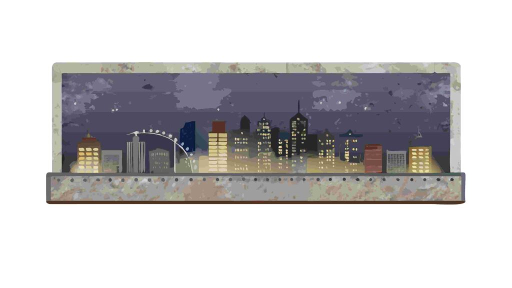 Dark Urban Skyline Border with Industrial City Atmosphere, vector design Generative AI
