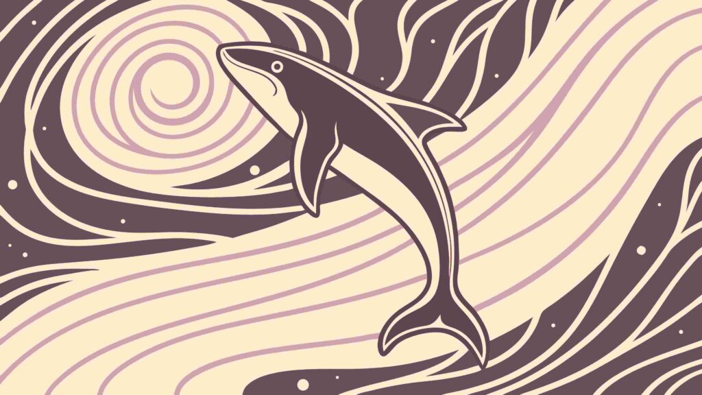 Playful Dolphin Leaping in Swirling Ocean Waves, vector design Generative AI