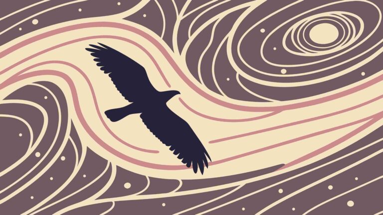 Graceful Bird Soaring in Abstract Swirling Wind, vector design Generative AI