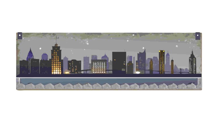 Stylish Cityscape Silhouette at Dusk with Purple Hues, vector design Generative AI