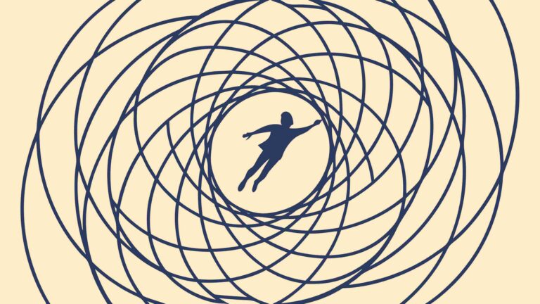 Figure Diving into Abstract Concentric Swirls, vector design Generative AI