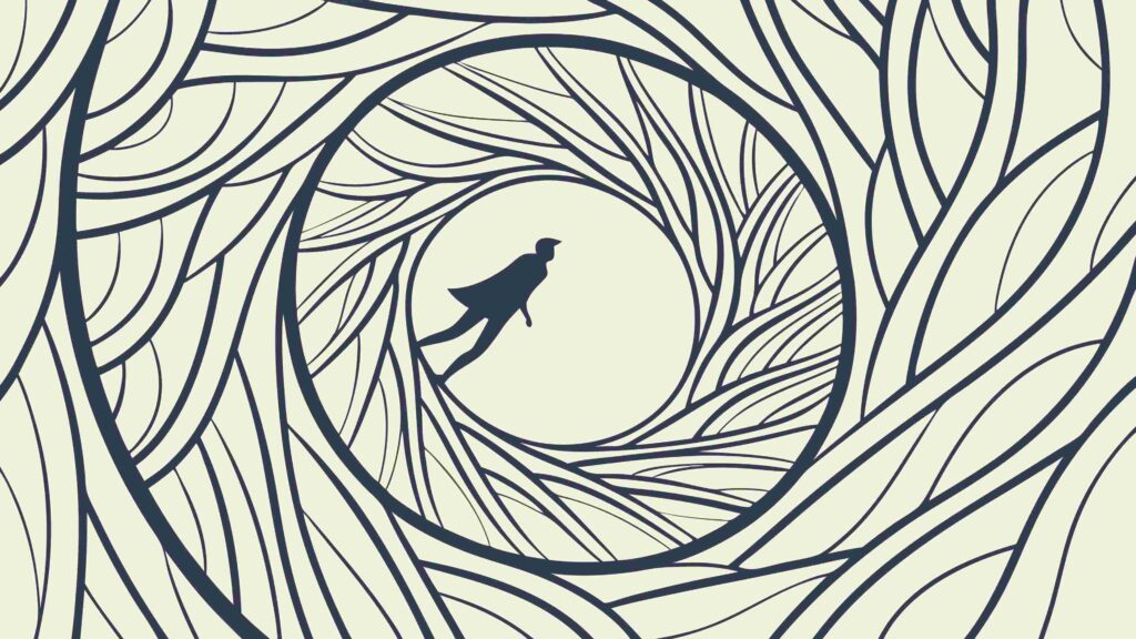 Abstract Radial Spiral with Hidden Bird Design, vector design Generative AI