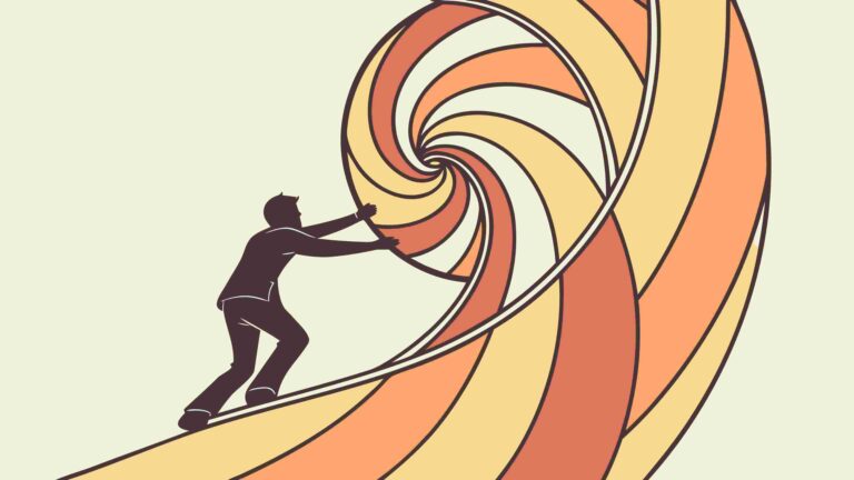Man Climbing Dynamic Swirl Abstract Challenge, vector design Generative AI