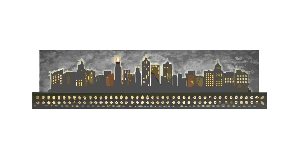Detailed Gritty Cityscape Border with Textured Urban Fabric, vector design Generative AI