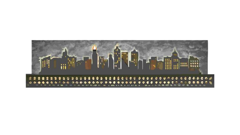 Detailed Gritty Cityscape Border with Textured Urban Fabric, vector design Generative AI