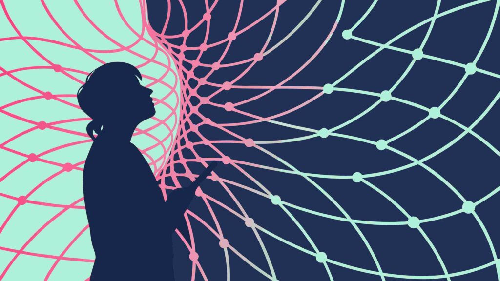 Human Head with Abstract Data Network Connection, vector design Generative AI