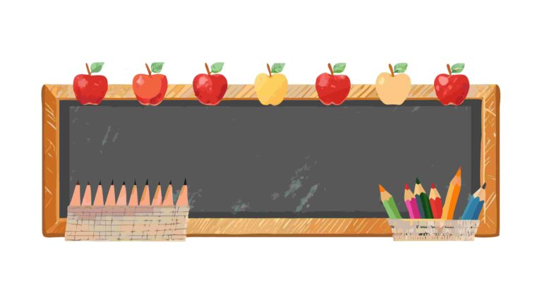 Classic Blackboard & School Supplies with Apples for Education, vector design Generative AI