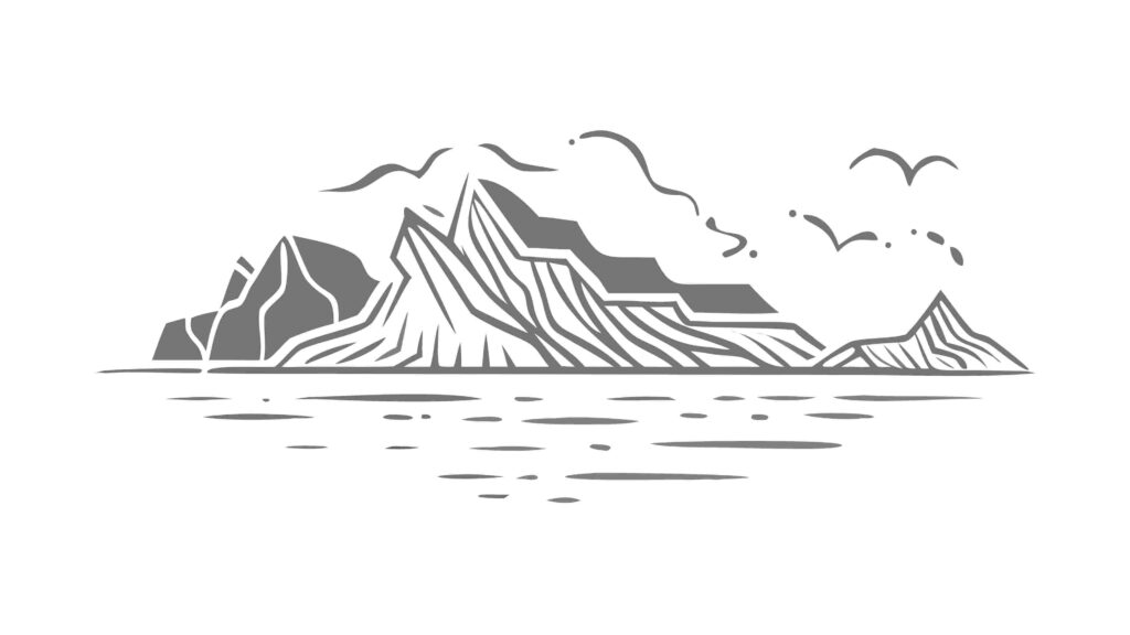 Stylized Mountain Range Landscape Abstract View, vector design Generative AI
