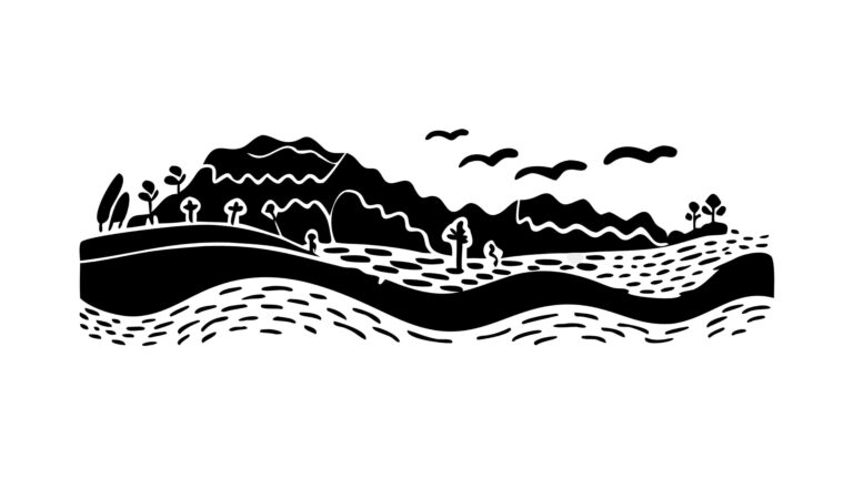 Rolling Hills & Trees Nature Landscape Silhouette, vector design Generative AI
