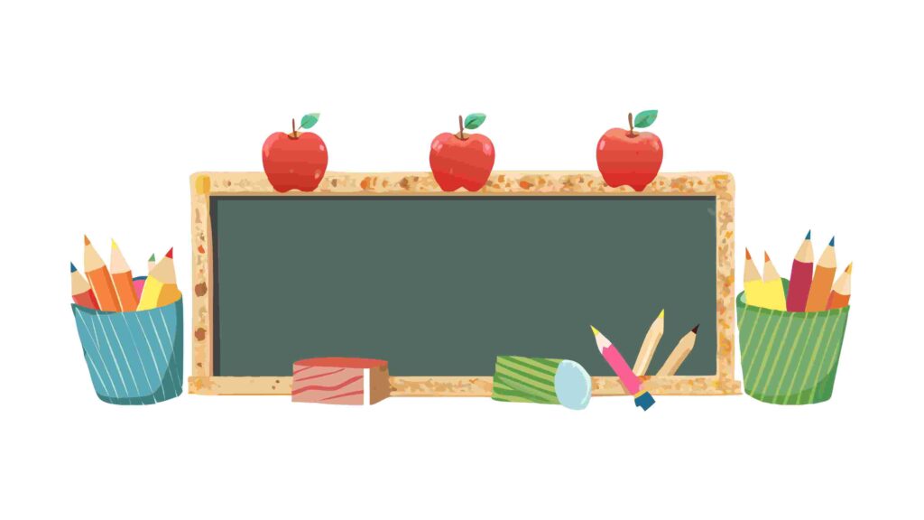 School Blackboard and Basket of Apples for a Learning Theme, vector design Generative AI