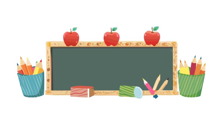 School Blackboard and Basket of Apples for a Learning Theme, vector design Generative AI