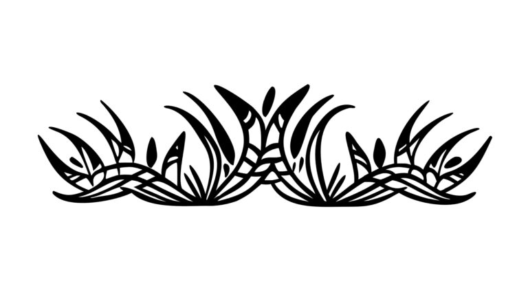 Stylized Grassy Bush Border Element Monochrome Vector Design, vector design Generative AI