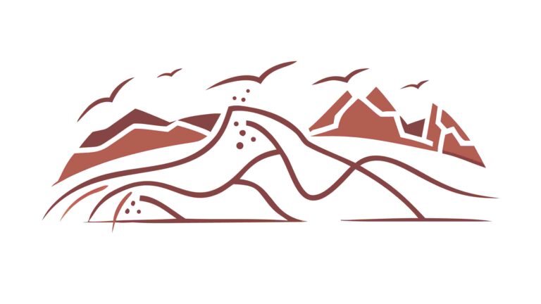 Layered Mountain Landscape Minimalist Vector Design, vector design Generative AI