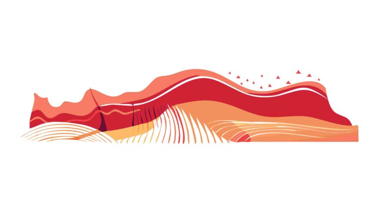 Sunset Mountain Landscape Vibrant Vector Illustration, vector design Generative AI