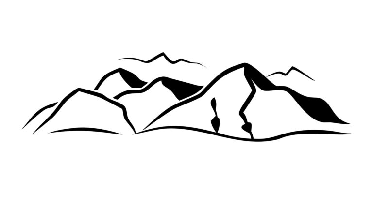 Rugged Mountain Peaks and Clouds Outline Vector Design, vector design Generative AI