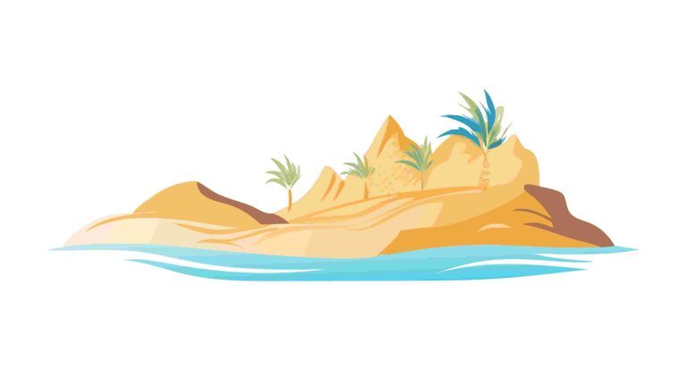 Tiny Desert Island with Single Palm Tree Vector, vector design Generative AI