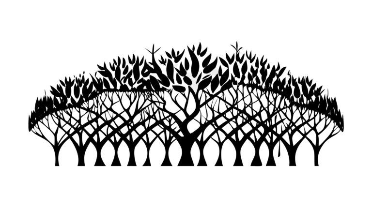 Spindly Trees Silhouette Forest Vector Landscape, vector design Generative AI