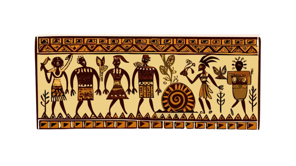 Ancient Tribal Figures Rock Art Vector Panel, vector design Generative AI