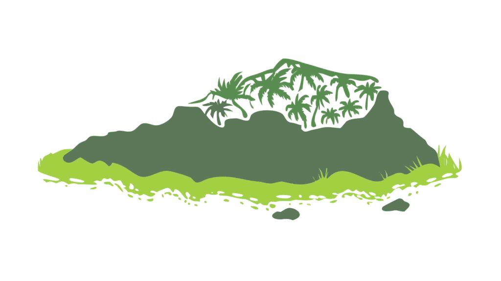 Mountain Island Silhouette with Trees Vector, vector design Generative AI