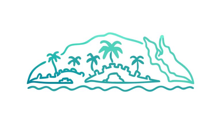 Tranquil Tropical Island with Palm Trees and Ocean, vector design Generative AI