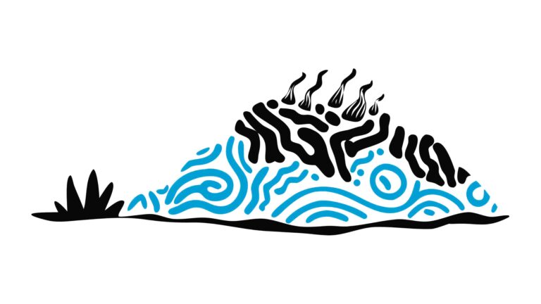 Abstract Island Landscape with Stylized Sun and Water, vector design Generative AI