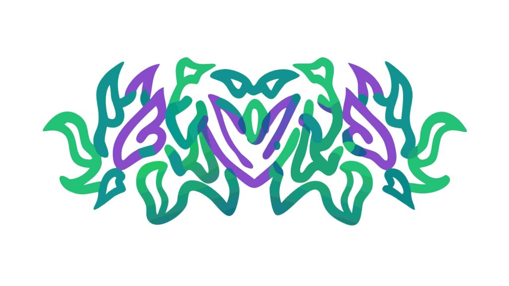 Dynamic Abstract Green and Purple Organic Swirls, vector design Generative AI
