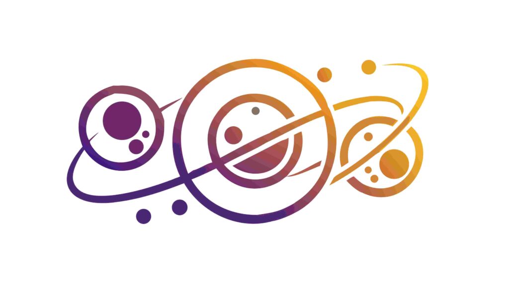 Vibrant Abstract Atomic Orbits Planetary System, vector design Generative AI