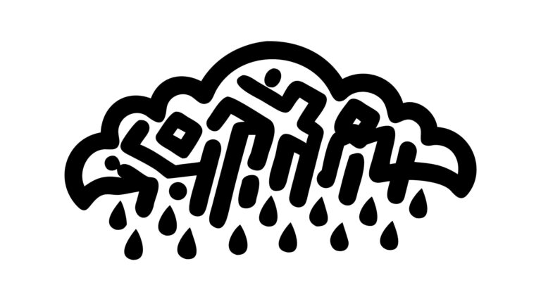 Abstract Stylized Rain Cloud Motif Black, vector design Generative AI