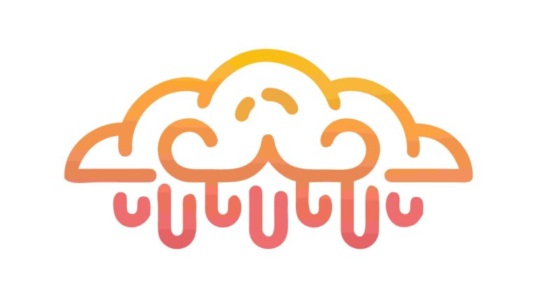 Colorful Abstract Stylized Rain Cloud with Drops, vector design Generative AI