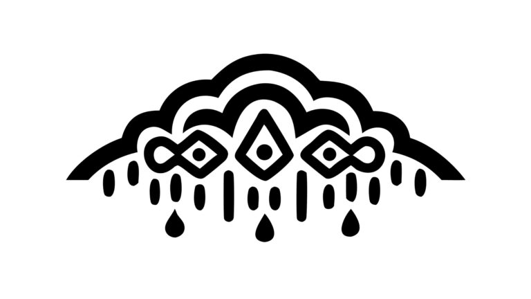Abstract Decorative Rain Cloud Motif Black, vector design Generative AI