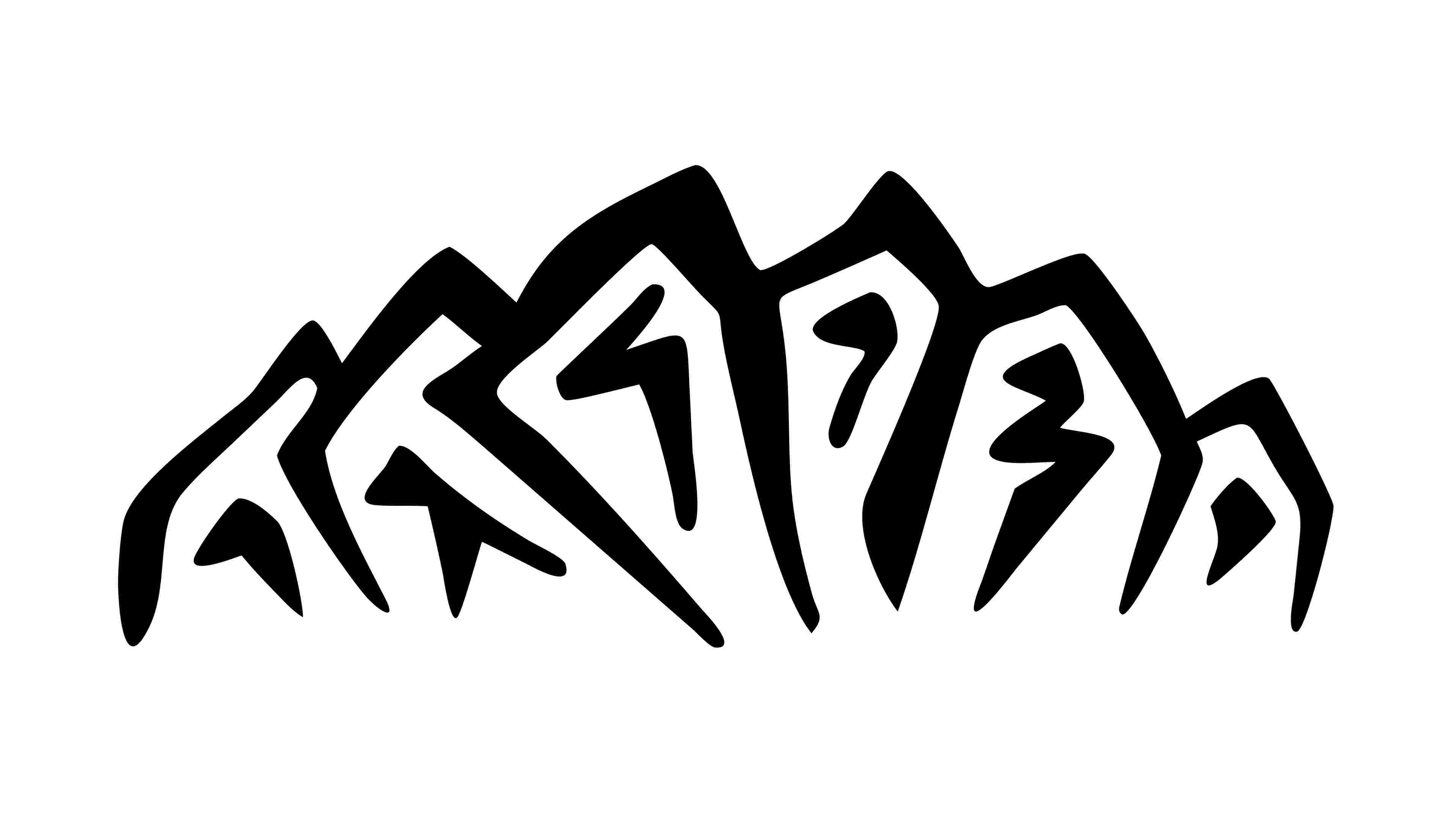 Jagged Mountain Range Outline, Bold Landscape Profile, vector design Generative AI