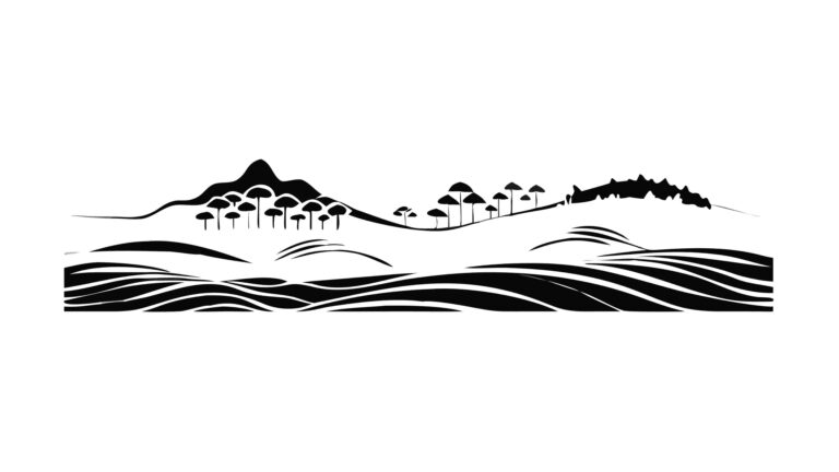 Distant Mountain Landscape with Water, Minimalist Nature View, vector design Generative AI