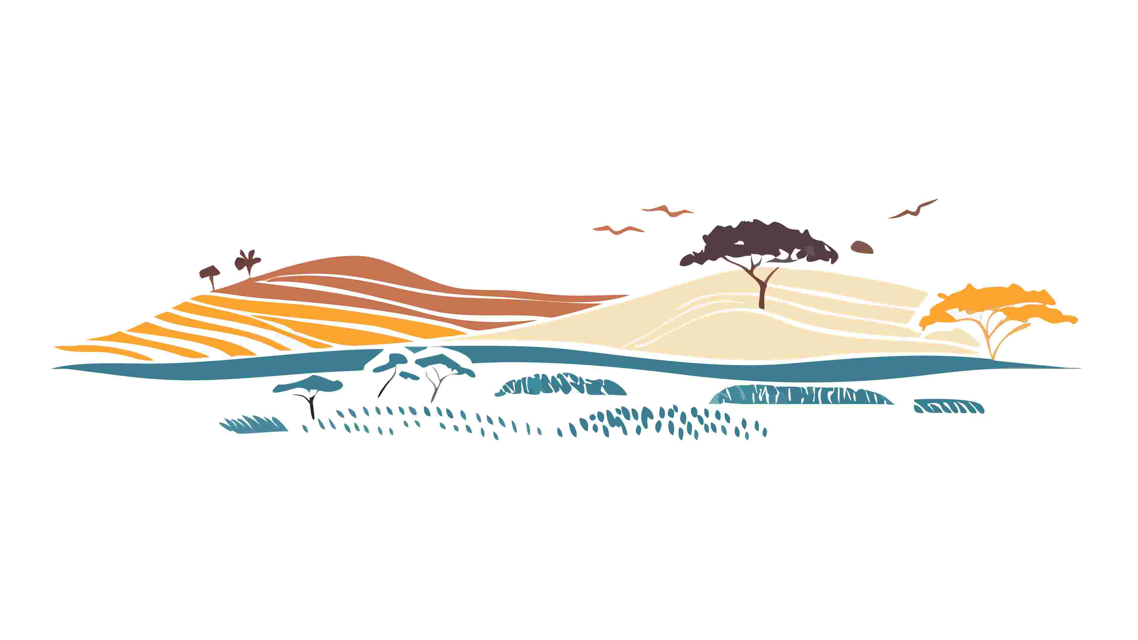 Layered Desert Hills Landscape, Warm Earth Tones Vector Scene, vector design Generative AI