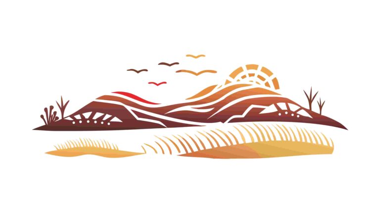 Sunset Over Rolling Hills, Warm Serene Landscape Vector, vector design Generative AI