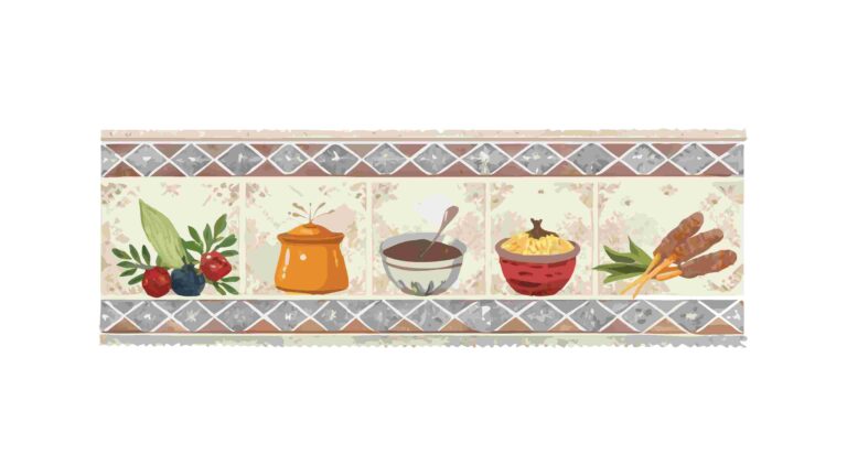 Cozy Spice Rack Border with Aromatic Herbs and Jars, vector design Generative AI