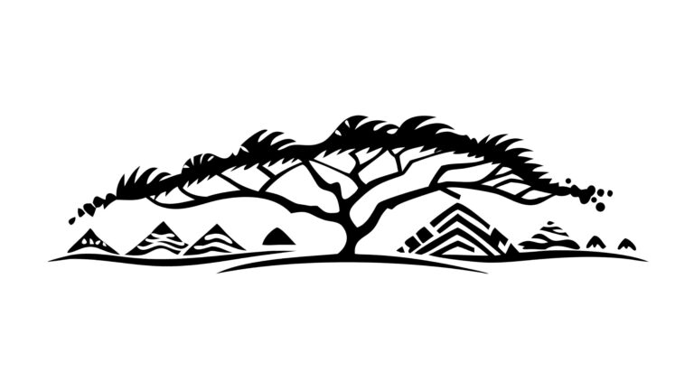 Abstract Layered Tree Silhouette, Organic Nature Graphic, vector design Generative AI
